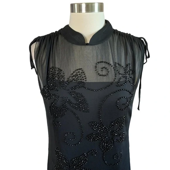 CDC Vintage Size 14 Black Beaded Formal Party Dress - Picture 3 of 9